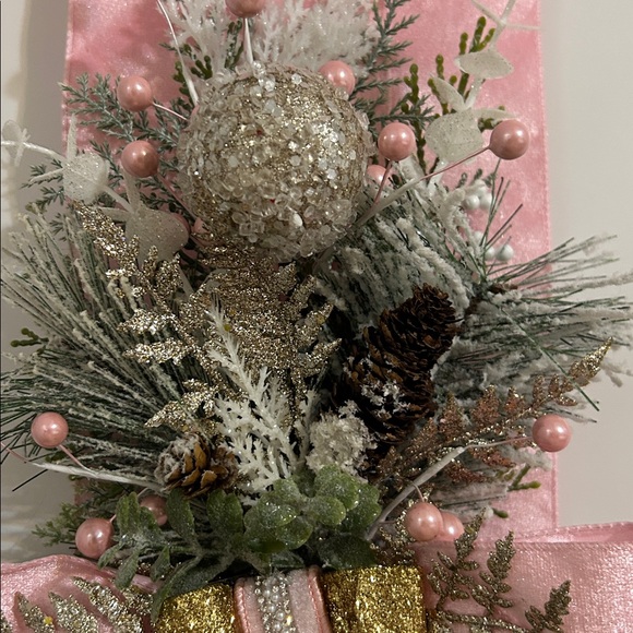 Elegant Pink Holiday Door Swag - Picture 9 of 13